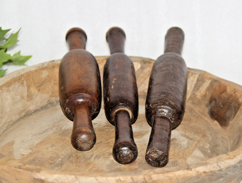 Antique Wooden Kitchenware Chapati Bread Rolling Pin Belan Original Old Hand Car gallery