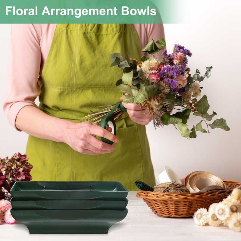 3-Pack Floral Arrangement Bowls, 8.7 Inch Floral Foam Bowl [Brown Green] gallery