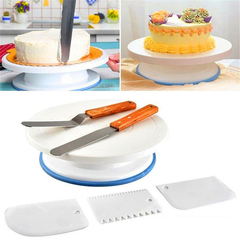 11″ 6PCs/Set Cake Rotating Stand Decorating Turntable Plate Display Decorating