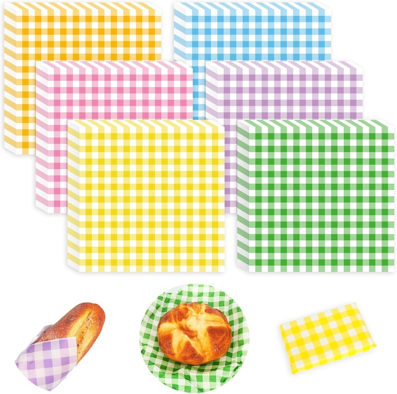 240 Sheets Plaids Wax Paper Sheets Spring Easter Sandwich Wrap