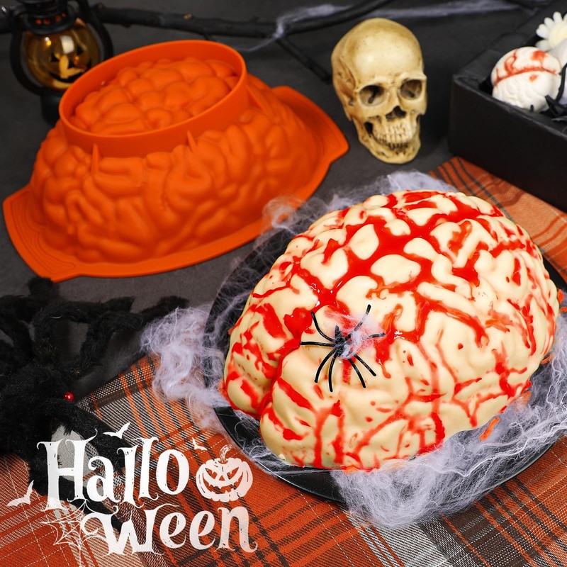 Silicone Large Brain Cake Mold 3 Inch Deep Pan Support Base Halloween Candy gallery
