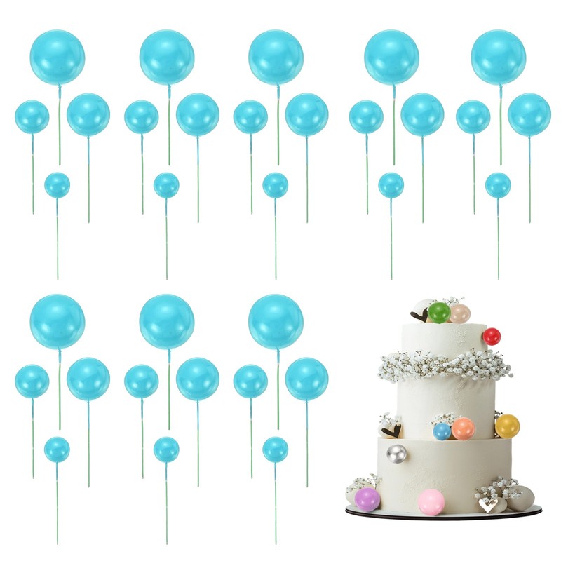 32Pcs Foam Balloons, Cupcake Insert Cake Toppers Cakes Decoration, Lake Blue