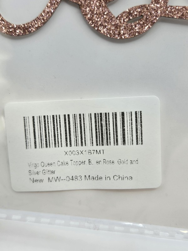 Virgo Queen Cake Topper Rose Gold & Silver Glitter Zodiac Birthday Party Decor gallery