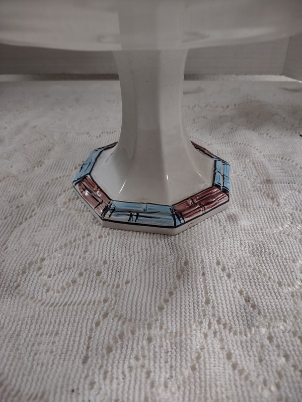 Vintage Large Ceramic Hand Painted Cake/Cupcake Stand Pedestal Dish Italy Fish gallery