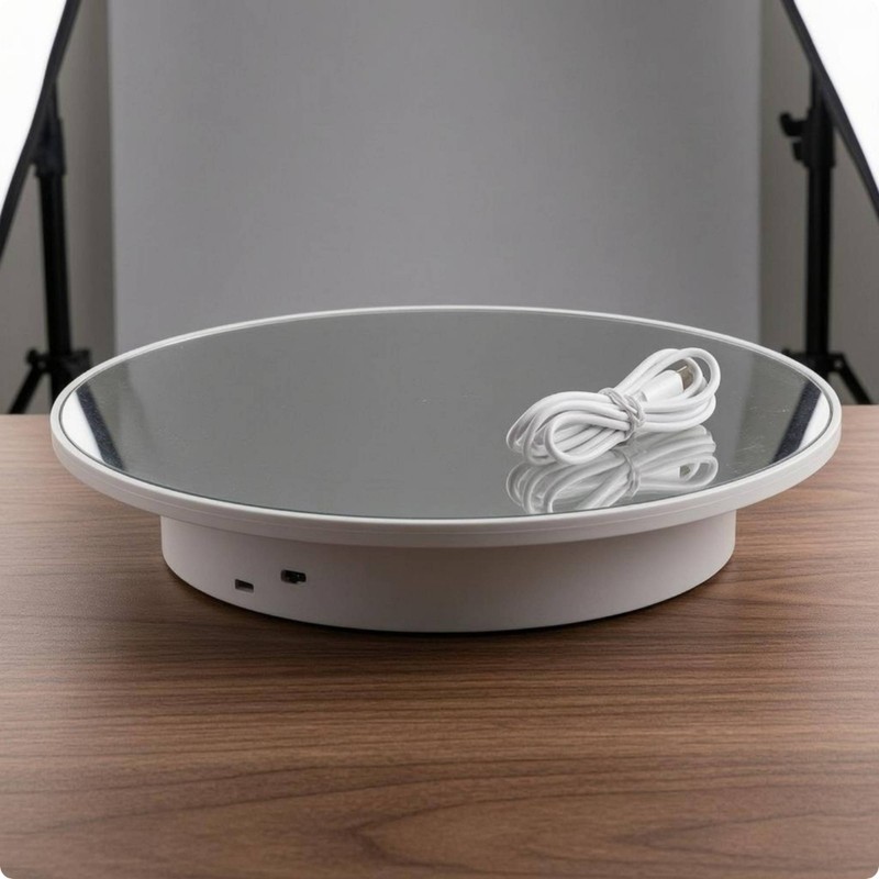 Electric Rotating Display Stand Mirrored Top Rotating Display Turntable ABS gallery