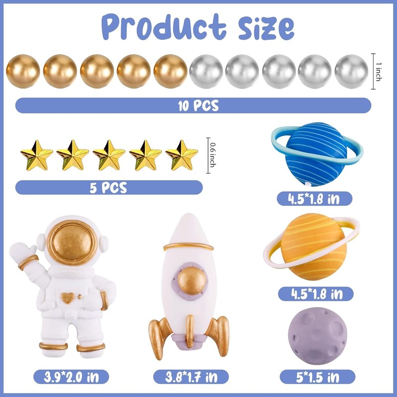 Space Theme Cake Topper 20Pcs Outer Space Cake Decoration Astronaut Figurine gallery