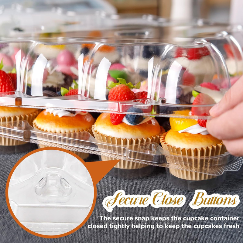 NPLUX 24 Count Cupcake Containers 10 Pack Cupcake Holders with Detachable Tall D gallery