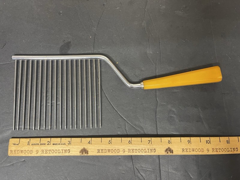 Vintage MCM Angel Food Cake Cutter Tine Fork with Yellow Bakelite Handle