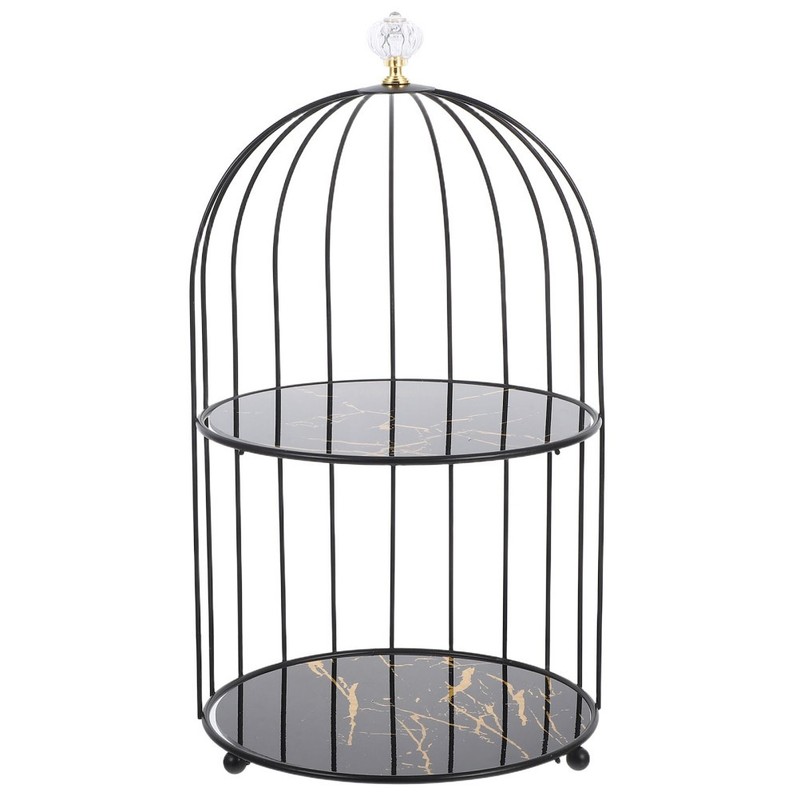 Black Metal Cake Holder Birdcage Style for Wedding Cake and Pastry Presentation
