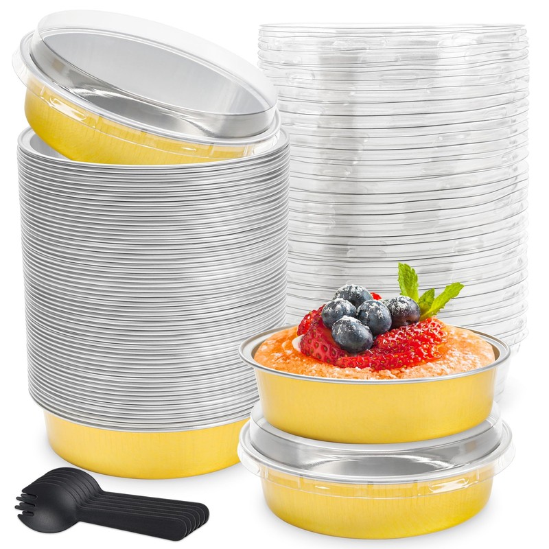 NPLUX 8oz Mini Cake Pans with Lids Round Aluminum Mini Foil Cake Tins Baking …