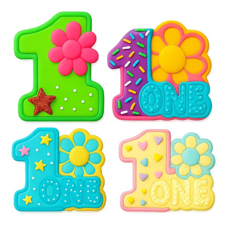 Number 1 with Retro Daisy Cookie Cutter & Stamp 4x3.2" for Baking & Fondant gallery