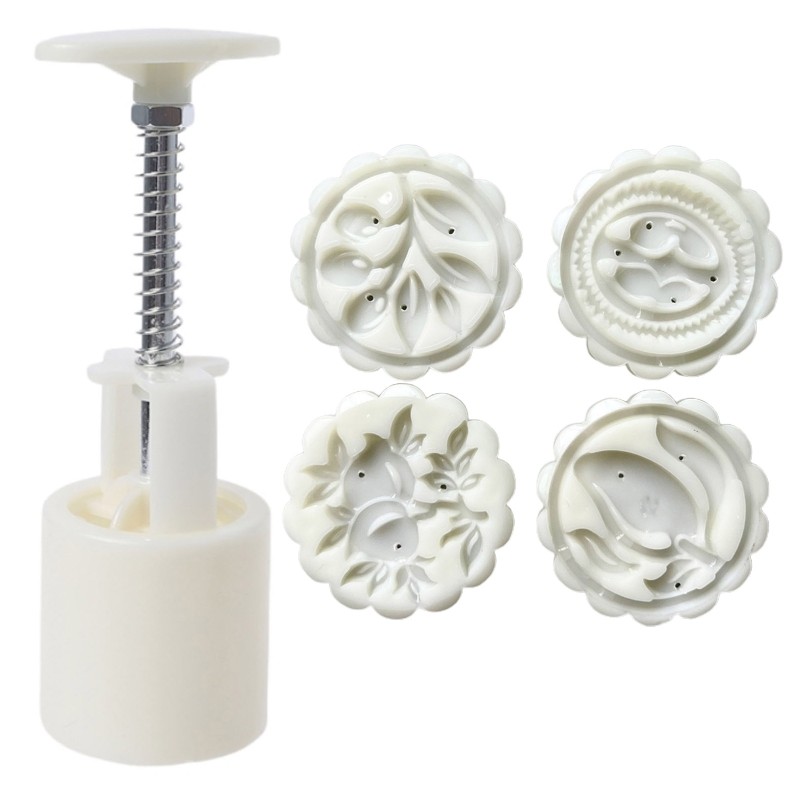 Moon Cake Mould 4 Summer Fruit DIY Bakeware Cookie Stamps For Mid-autumn