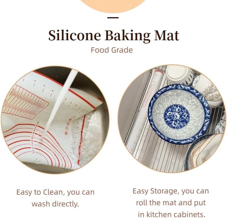 Large 24" x 16" Silicone Baking Mat Non-Slip Pastry & Dough Mat W/ Dough scraper gallery