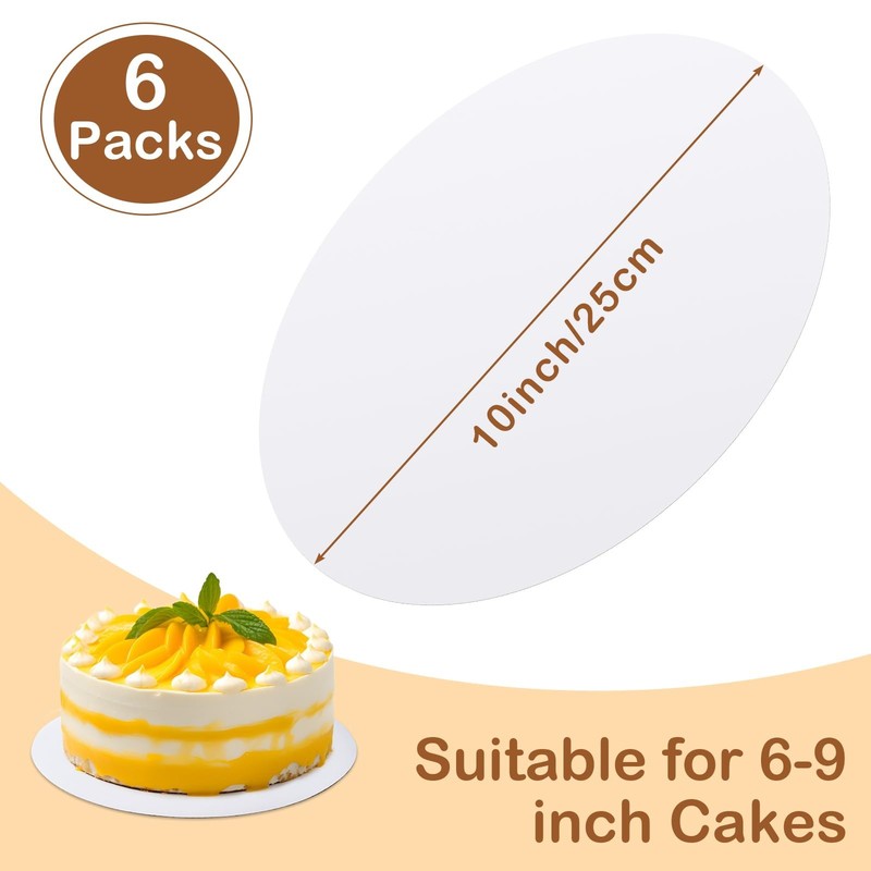 6 PCS White Cake Boards 10 Inch Round Cardboard Bases Waterproof Oil Proofing gallery
