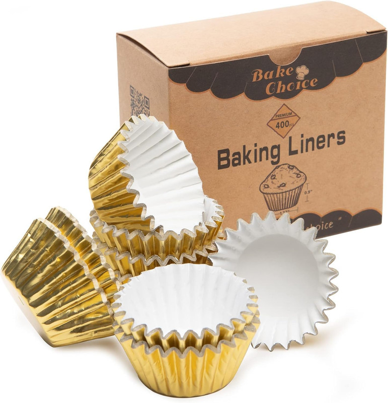 Non-Stick 400Pcs Gold Mini Cupcake Liners for Baking, Mini Size Foil Muffin Line gallery