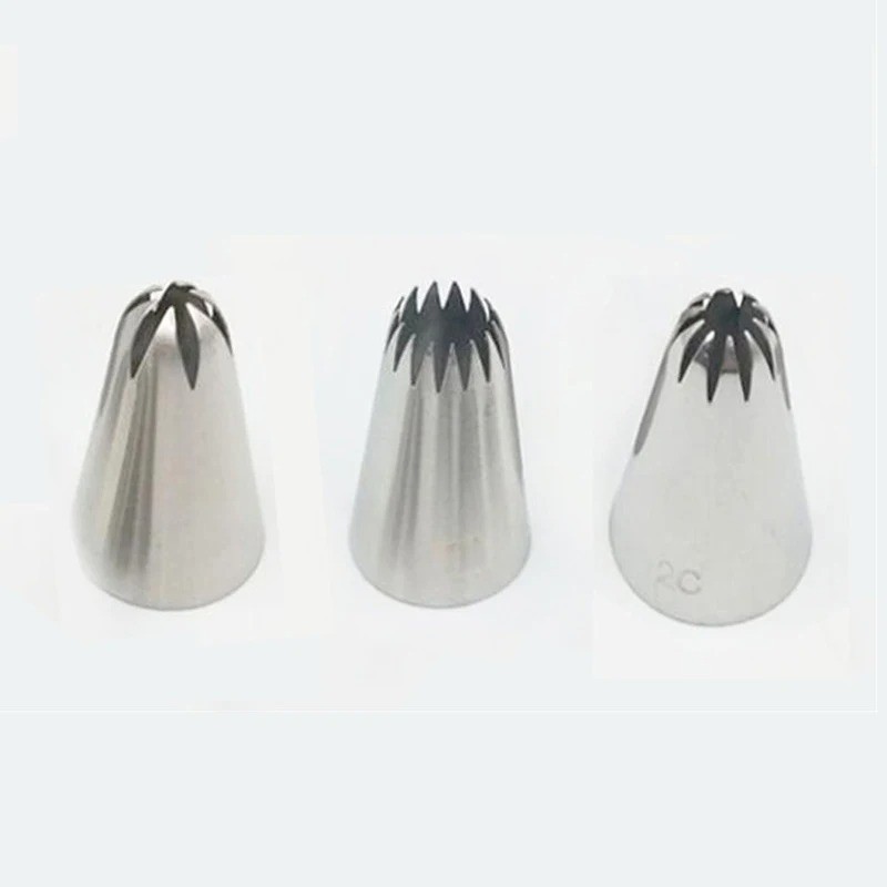 3pcs Large Icing Piping Nozzles 2D 2C 6B Stainless Steel Cake Decorating Tips