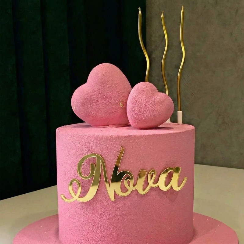 Custom Name Word Age Cake Charm Acrylic 3mm 3-6″ Personalised Celebration Topper