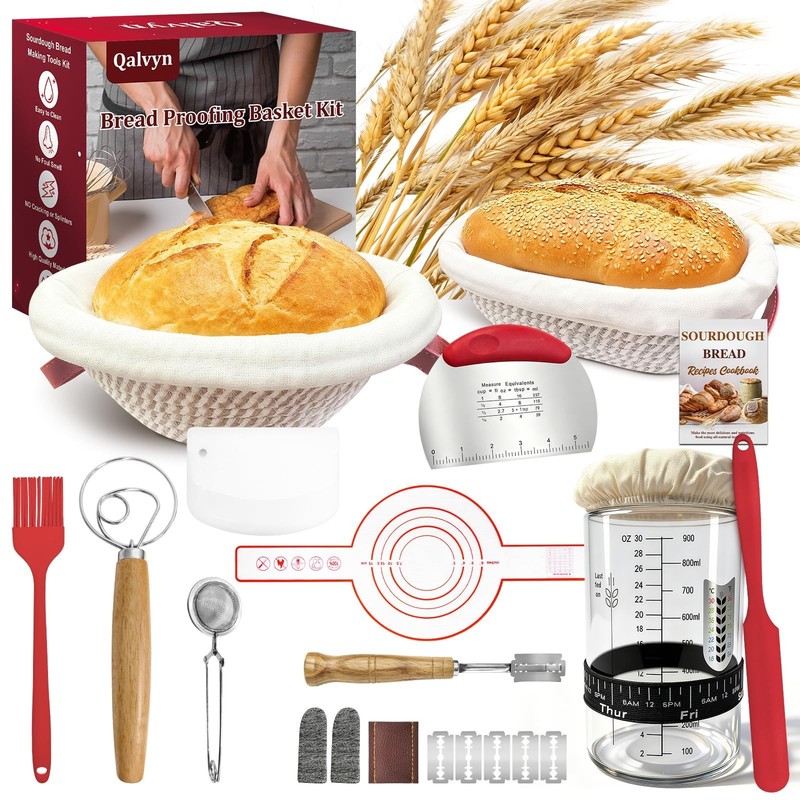 Sourdough Bread Baking Kit - Proofing Baskets, Starter Jar & Accessories - Perfe gallery