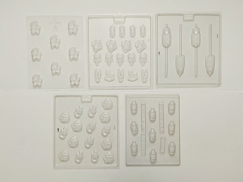 Lot of 30 Vintage Plastic Candy Molds - Hearts, Baby, Easter, Christmas, Misc. gallery
