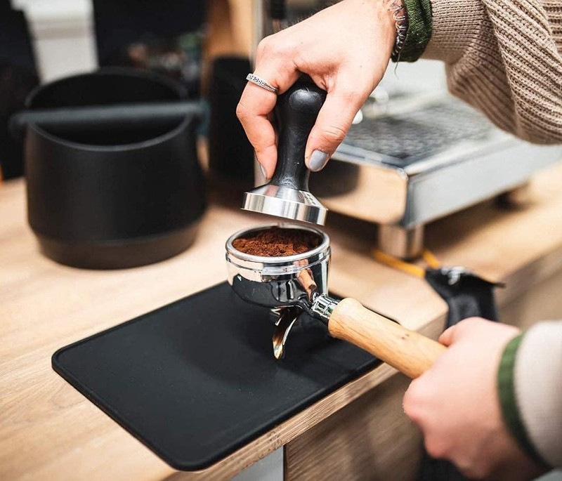 Ezebesta Coffee Tamper Mat for Portafilter - Silicone Tamping Large, Black gallery