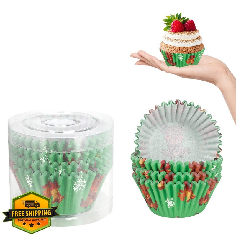Kiopdse Green Deer Cupcake Liners 100 Count