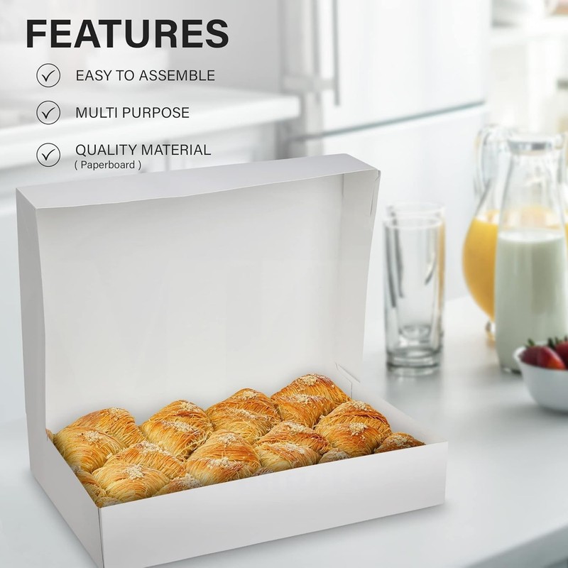 MT Products White Cookie Boxes 12" x 8" x 2.25" - Bakery Boxes - Pack of 200 gallery