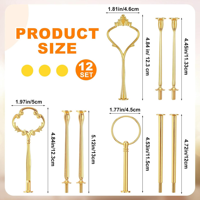 12 Sets 3 Tier Cake Stand Hardware Tiered Tray Plate Hardware Kit Heavy Metal Ca gallery