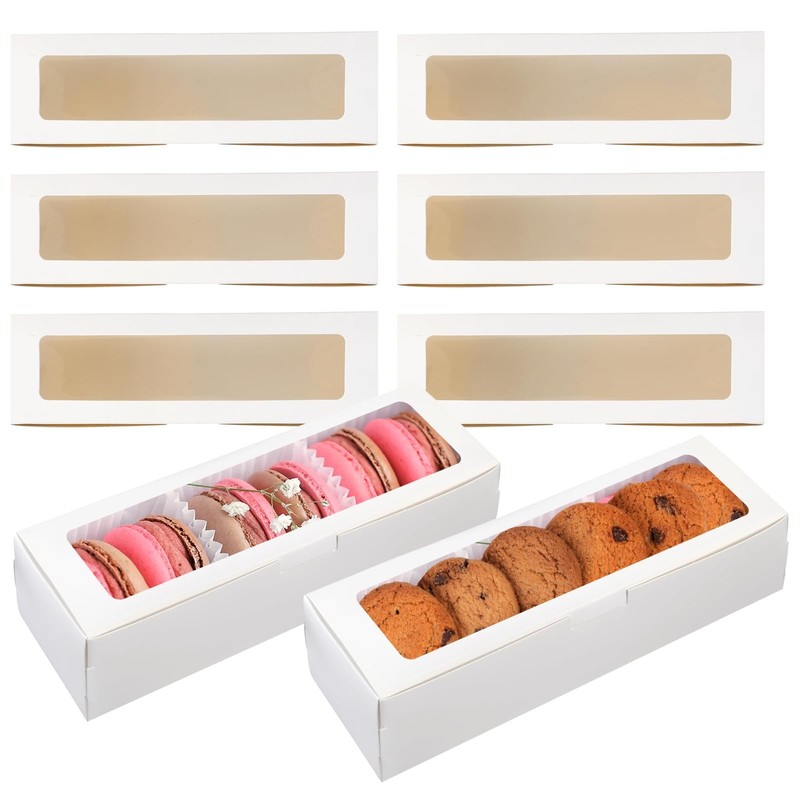 60 Pack Macaron Boxes Clear Window Small Packaging Container Holds 6 Pastry Gift