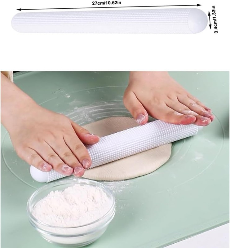 2 Pack Plastic Rolling Pin Dough Roller Non Stick Textured Baking Pastry Pizza gallery