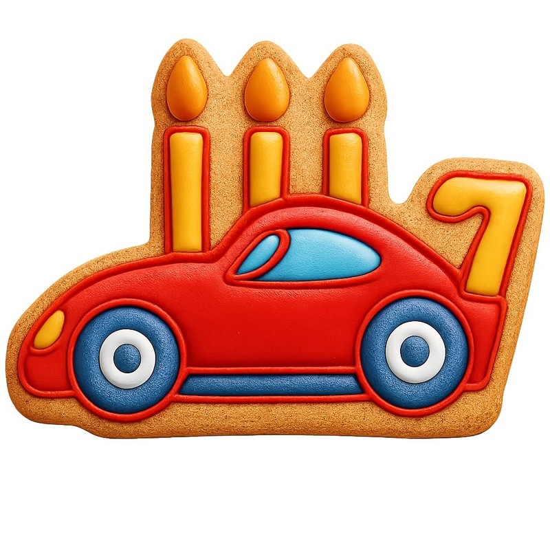 Race Car with Birthday Candles Cookie Cutter & Stamp, Fondant & Clay - 4x - 4x3" gallery