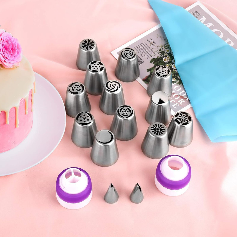 120 PCS Piping Bags and Tips Set 14 in 100 PCS Pastry Bags Cupcake Cookie Cake D gallery