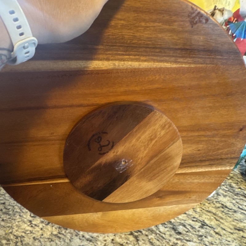 Round Medium Brown Wooden Cake Stand 1-Tier Display gallery