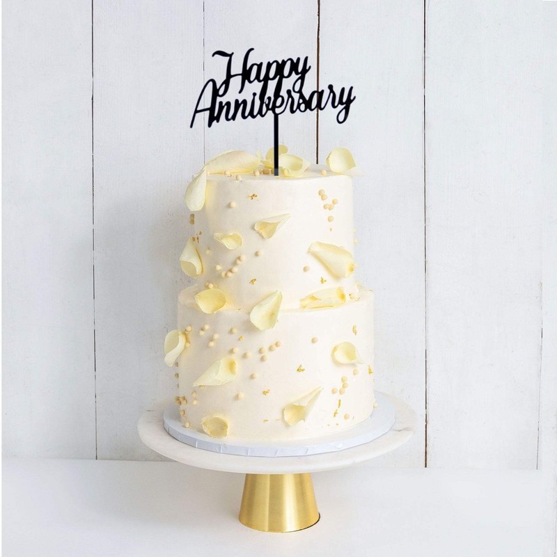 Happy Anniversary Black Acrylic Cake Topper