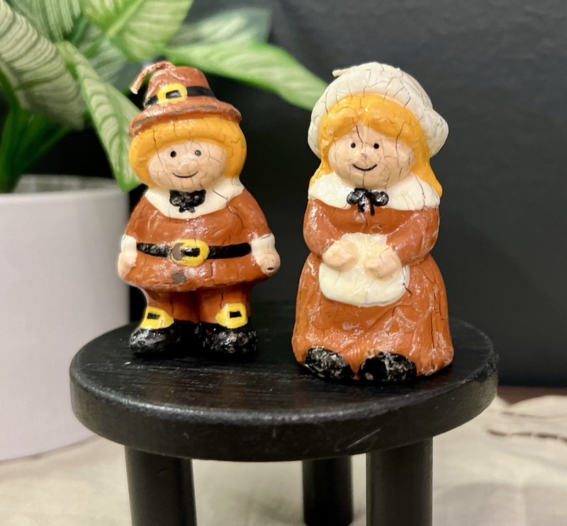 Pilgrim Boy and Girl Candles Small Thanksgiving Papel Freelance FREE SHIPPING