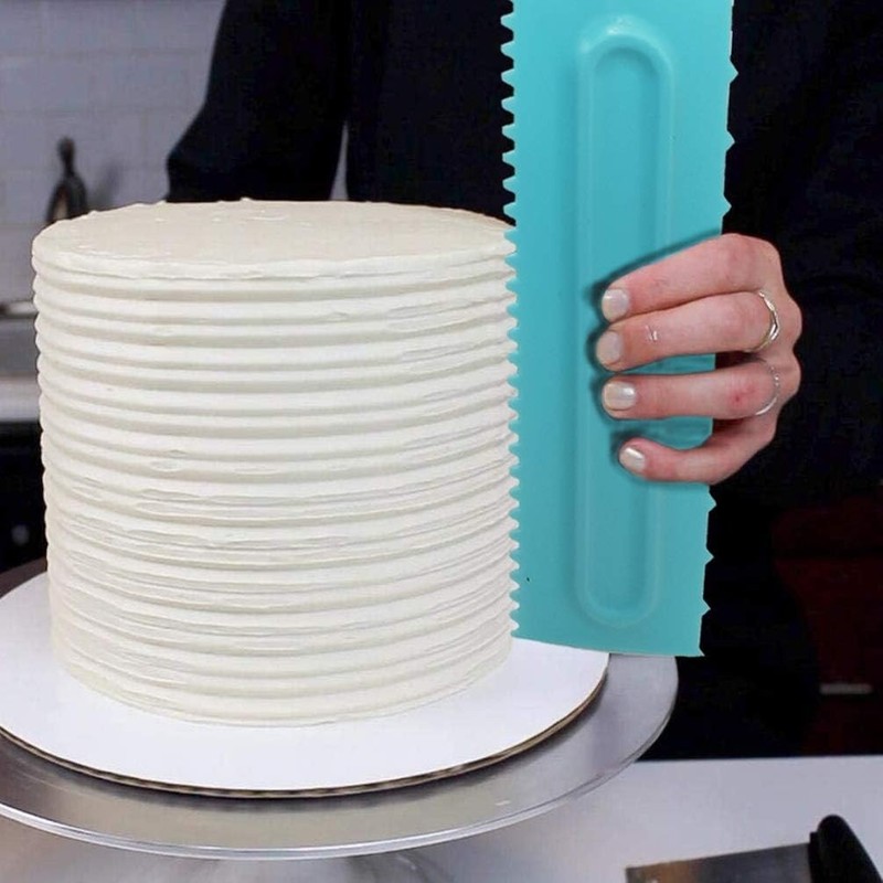 Juego de 6 raspadores y pulidores para pasteles, peines para decorar, azul gallery