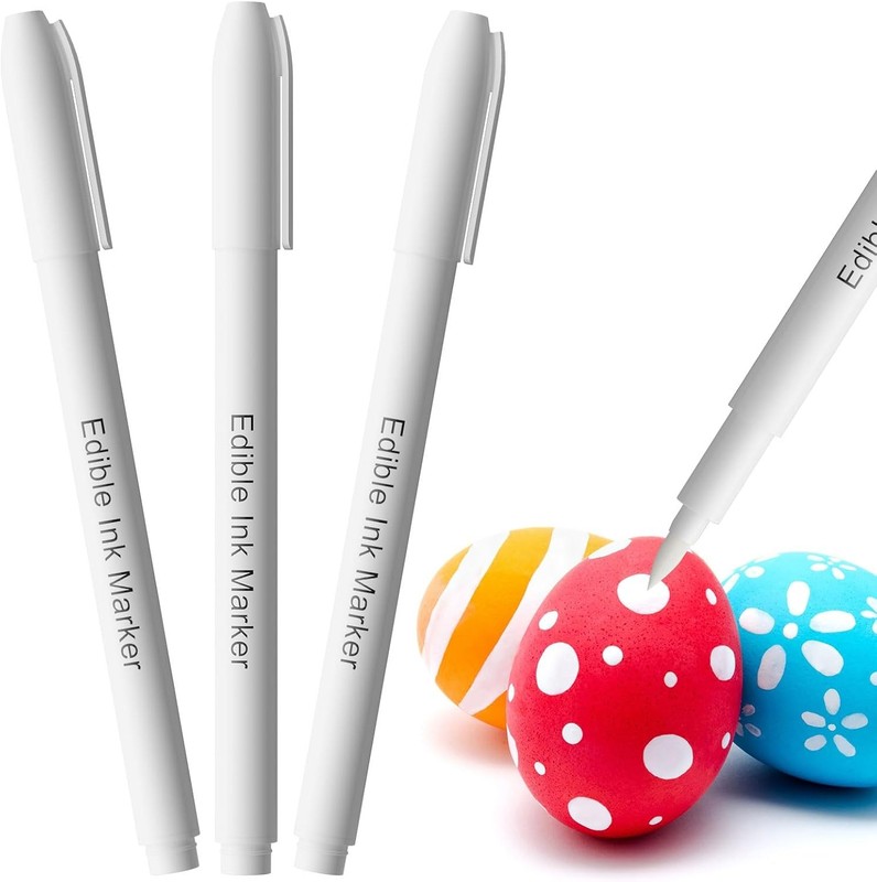 3pcs White Edible Markers for Cookie Decorating, Edible Pen with Upgraded Smooth