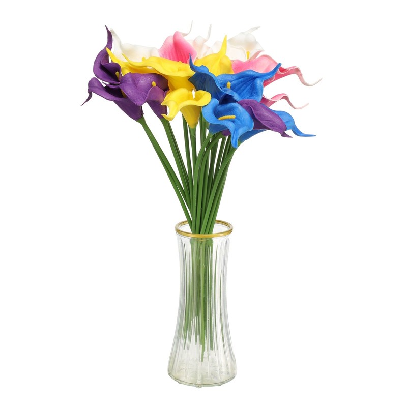 20pcs Artificial Calla Lily Fake Silk Flowers for Home Decor, Multicolor