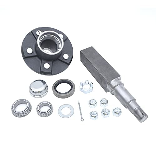 5-Bolt on 4-1/2 inch Circle Trailer Hub Assembly with 1-3/8 inch to 1-1/16 gallery