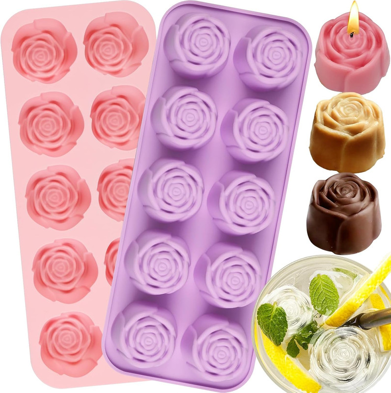 Rose Silicone Mold, 2 Pcs Rose Chocolate Mold 20 Cavity Silicone Roses Molds