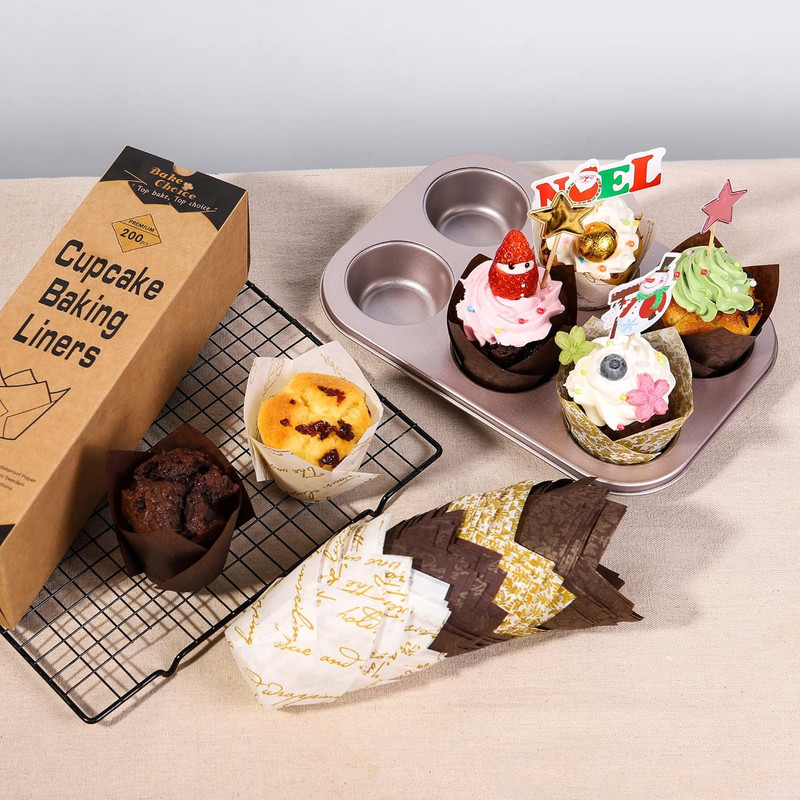 Nordic Paper 200Pcs Tulip Cupcake Liners for Baking Cups with Four Fancy Designs gallery