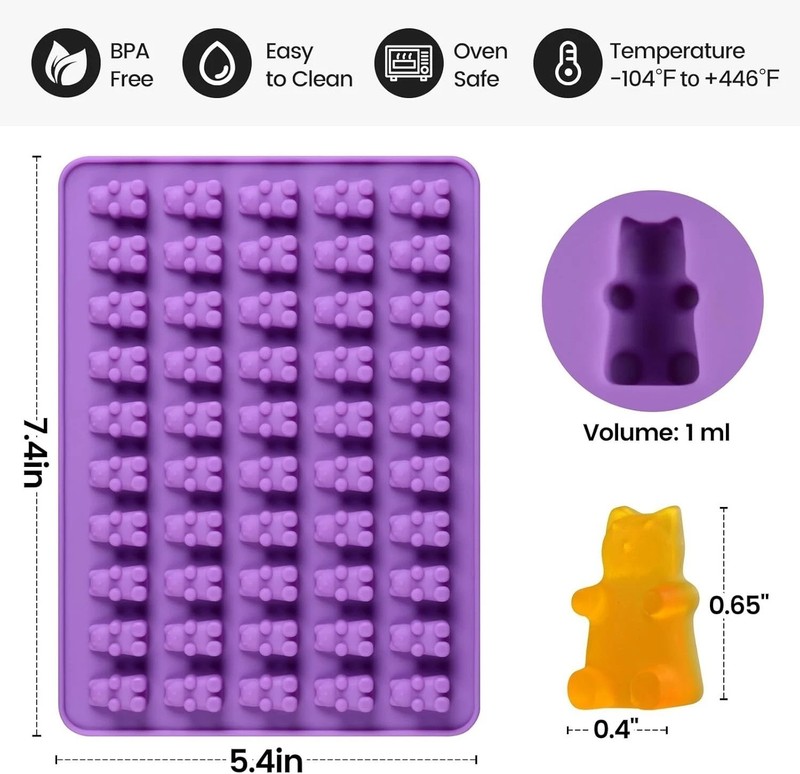 Gummy Molds Bear Candy Silicone - Mini Size Chocolate Gummy Molds with 2 Drop... gallery