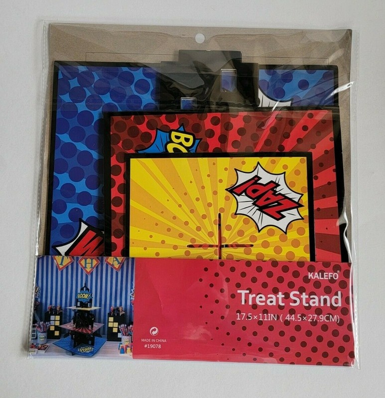 Superhero Comic 3 Tier Cupcake Stand Treats Stand 17.5" x 11" New gallery
