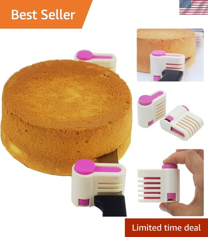 Effortless 2PCS Cake Slicer with 5 Adjustable Layers – Bake Like a Pro, Rose Red
