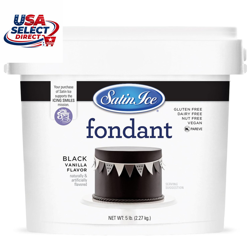 Black Fondant for Cake Decorating - 5 Pound Pail