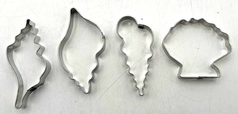 ASM AL MOORHOUSE STAMPED COOKIE CUTTERS 4 PC SEASHELLS CONCH, CLAM