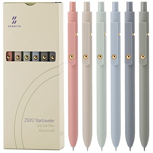 Gel Pens, 6 Pcs 0.5mm Quick Dry Black Ink Pens Fine 6 Pcs Morandi-Black Ink