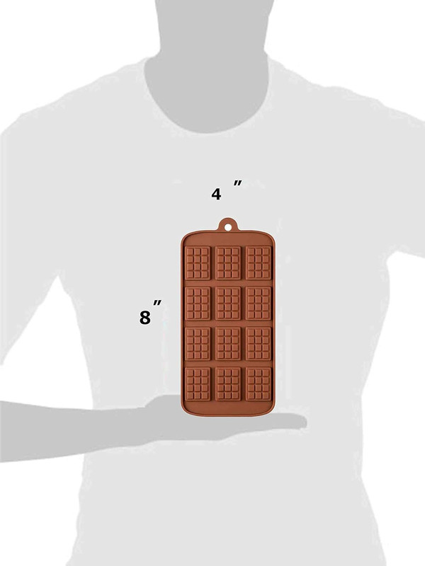12-Cavity Silicone Mini Rectangle Waffle Chocolate Mold - 2 Pack gallery