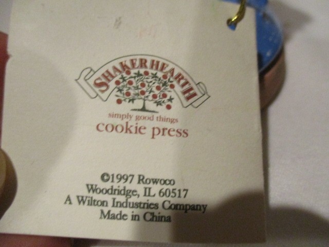 SHAKERHEARTH Cookie Press Snowman w/Recipe Book 3" Cookie Press from 1997 5"T gallery