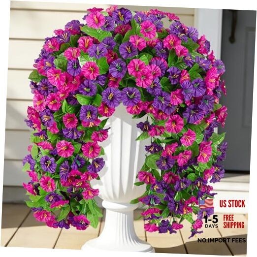 Artificial Fake Hanging Flowers Plants for Outdoor Violet Red Purple