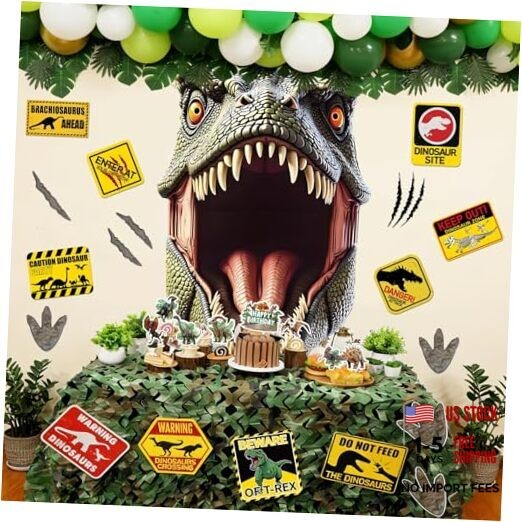 75Pcs Dinosaur Birthday Party Decoration Set Include Dino Backdrop Camo